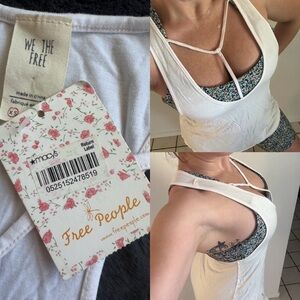 Free People Cream Strappy Tank